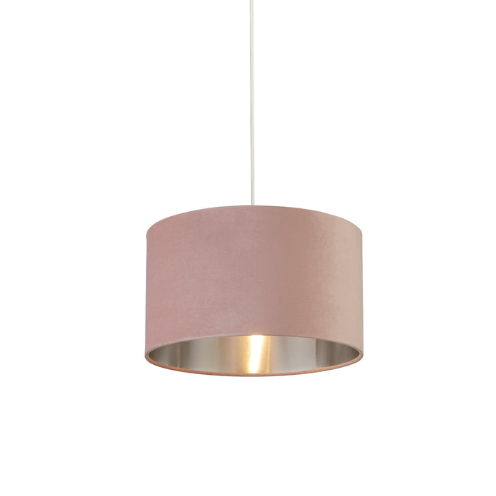 Searchlight  21035PI Drum Shade - Pink Velvet With Silver Inner Dia.38cm