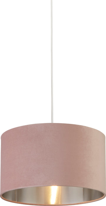 Searchlight  21035PI Drum Shade - Pink Velvet With Silver Inner Dia.38cm