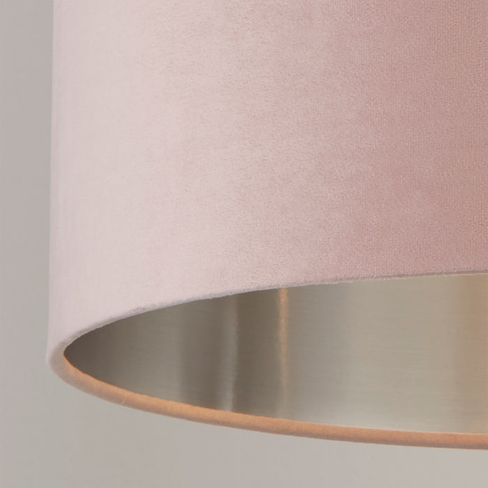 Searchlight  21035PI Drum Shade - Pink Velvet With Silver Inner Dia.38cm