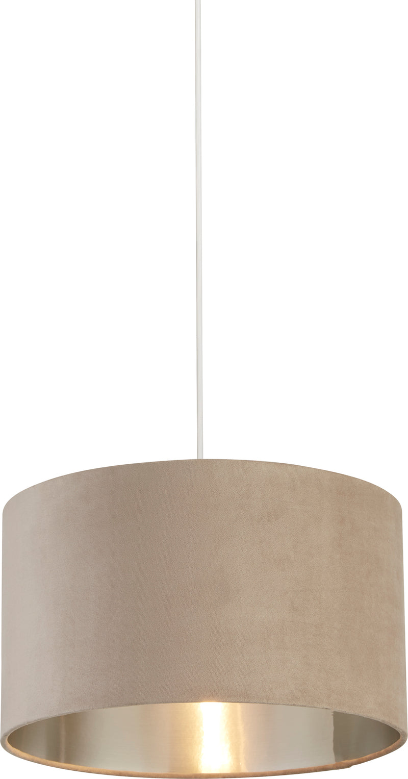 Searchlight  21035TA Drum Shade - Taupe Velvet with Silver Inner Dia.38cm