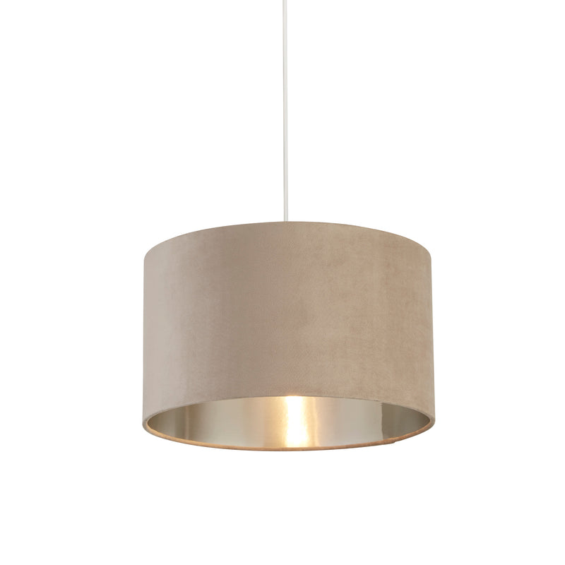 Searchlight  21035TA Drum Shade - Taupe Velvet with Silver Inner Dia.38cm