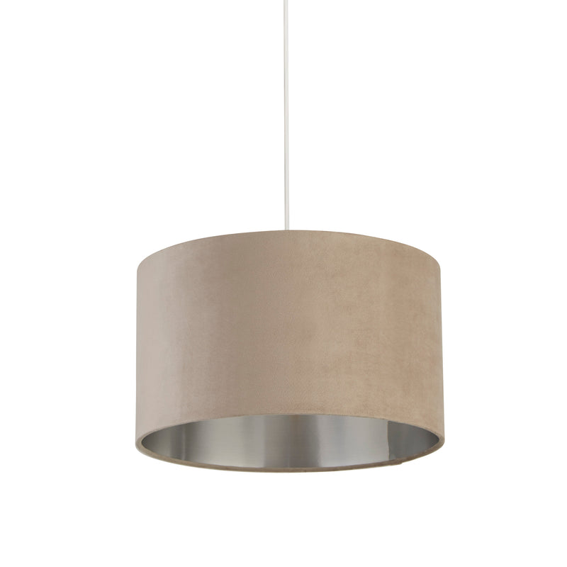 Searchlight  21035TA Drum Shade - Taupe Velvet with Silver Inner Dia.38cm