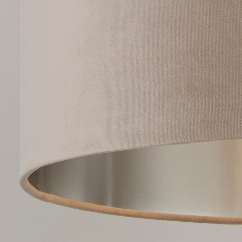Searchlight  21035TA Drum Shade - Taupe Velvet with Silver Inner Dia.38cm