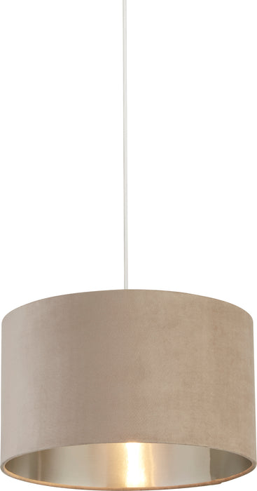 Searchlight 21035TA Drum Shade - Taupe Velvet with Silver Inner Dia.38cm