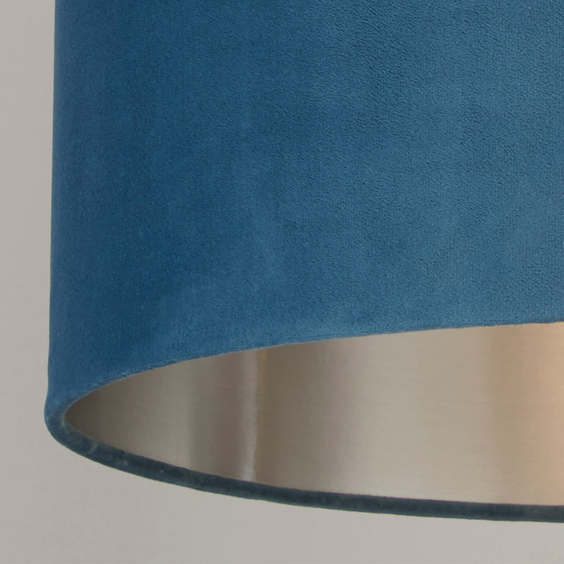 Searchlight  21035TE Drum Shade - Teal Velvet with Silver Inner Dia.38cm
