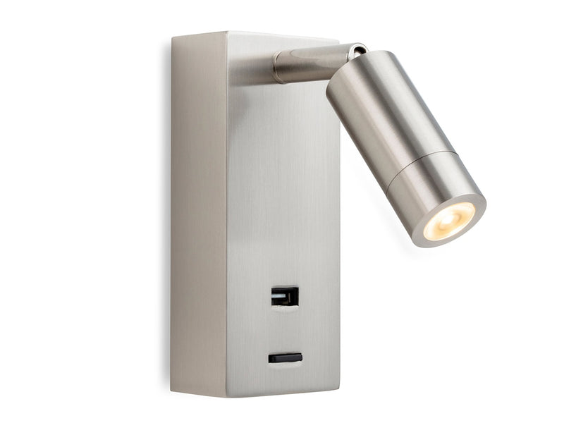 Firstlight Clifton LED Wall Light & USB Port 2896BS