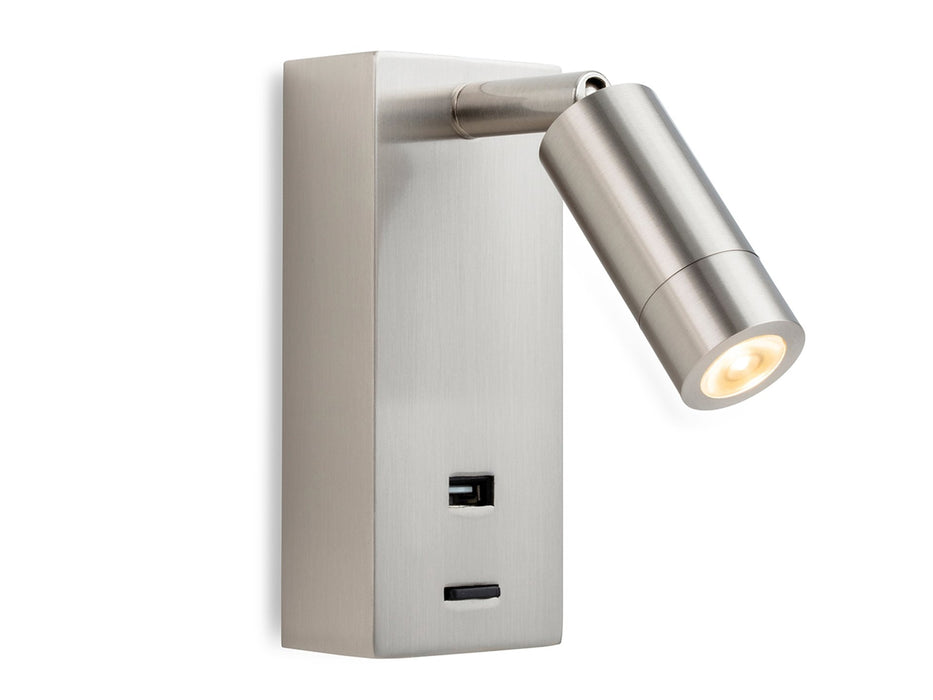 Firstlight Clifton LED Wall Light & USB Port 2896BS