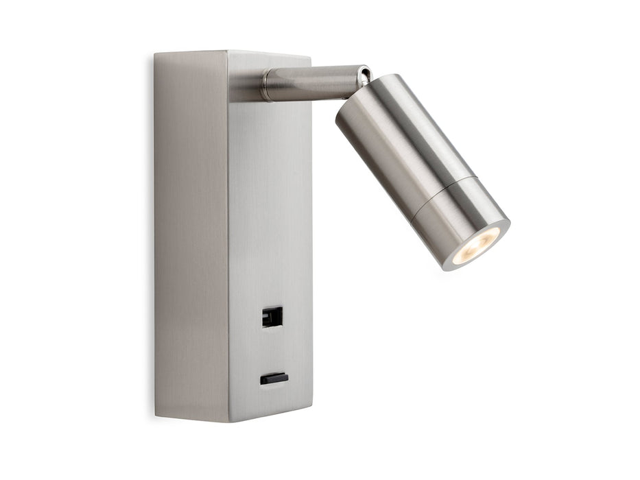 Firstlight Clifton LED Wall Light & USB Port 2896BS