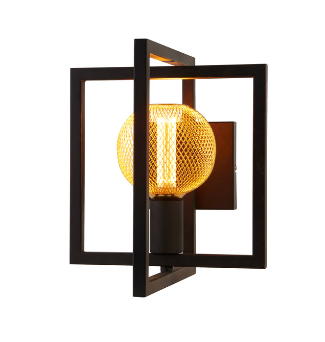 Searchlight  23203-1BK Plaza Wall Light - Matt Black Metal