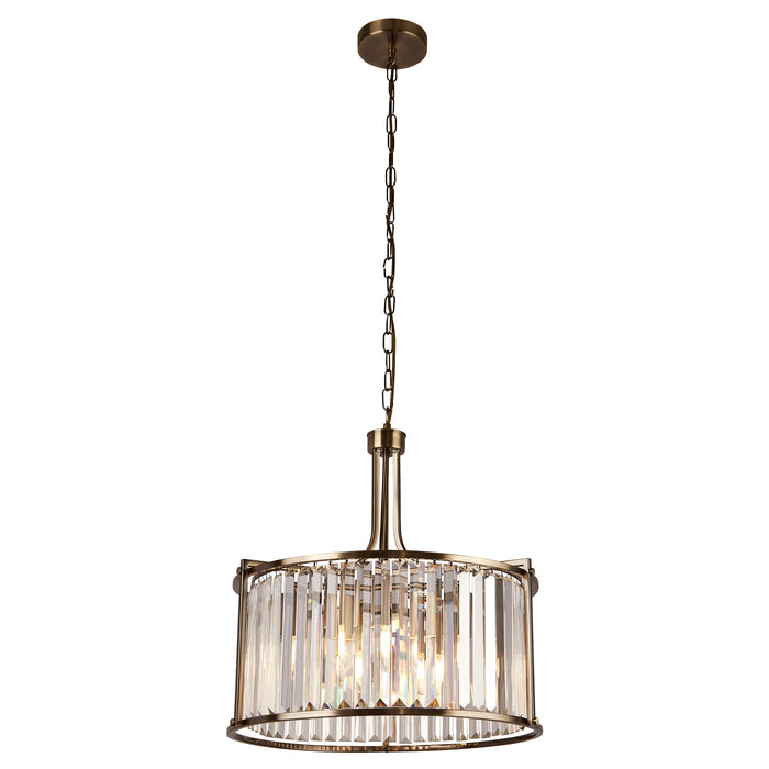 Searchlight  8295-5AB Victoria 5Lt Pendant - Antique Brass Metal & Clear Crystal