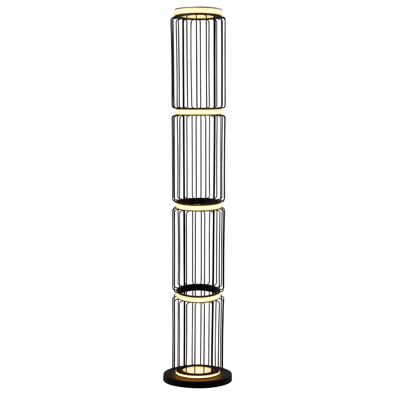 Searchlight  54211-1BK Circolo Cage Floor Lamp - Black Metal & White Silicon