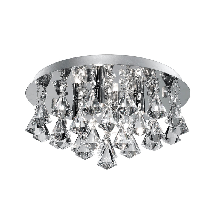 Searchlight  2204-4CC Hanna 4Lt Flush - Chrome Metal & Clear Crystal