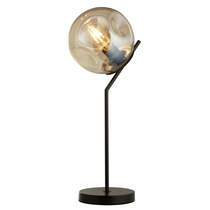 Searchlight 22121-1BK Punch Table Lamp - Black Metal & Champagne Punched Glass