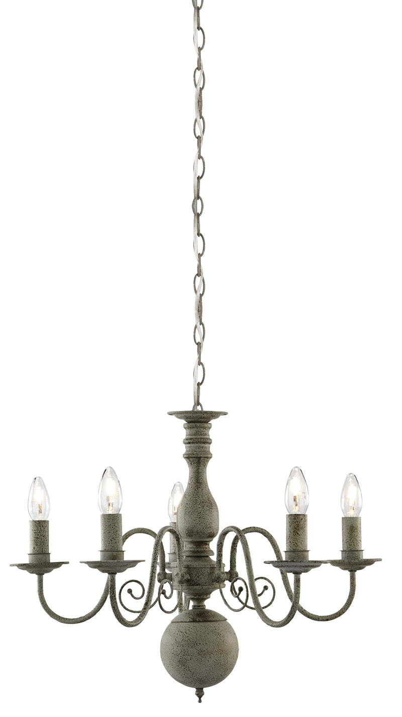 Searchlight  2265-5GY Greythorne 5Lt Pendant - Textured Grey Metal
