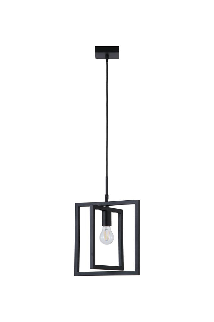 Searchlight 23203BK Plaza 1Lt Pendant, Black Metal