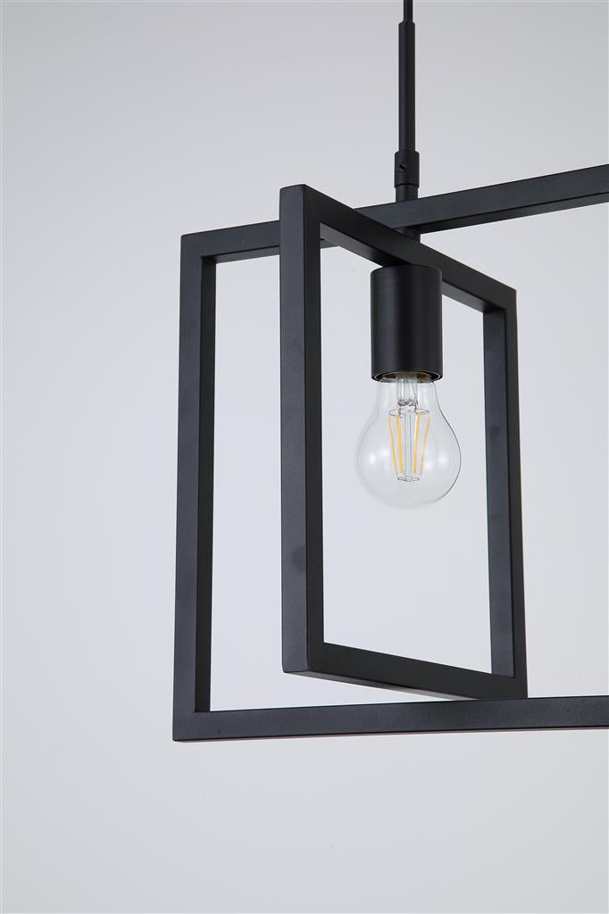 Searchlight 23203BK Plaza 1Lt Pendant, Black Metal