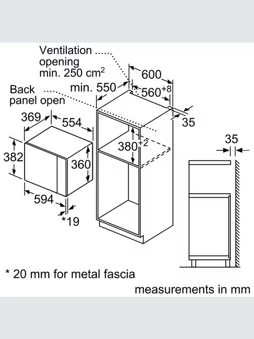 Neff HLAGD53N0B Built-In Microwave Oven with Grill, Black/Silver