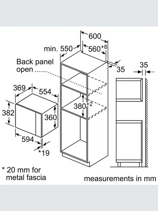 Neff HLAGD53N0B Built-In Microwave Oven with Grill, Black/Silver