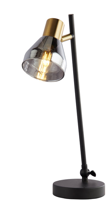 Searchlight 23802-1SM Westminster Table Lamp - Black, Satin Brass Metal & Smoked