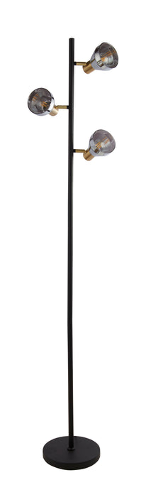 Searchlight  23803-3SM Westminster 3Lt Floor Lamp-Black,Satin Brass Metal & Smoked