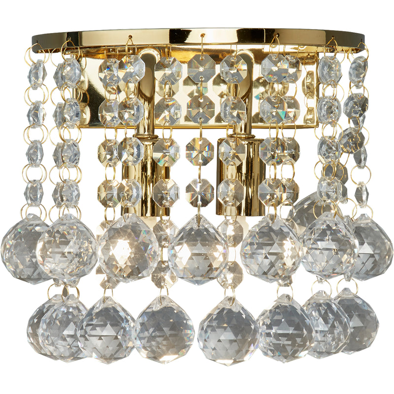 Searchlight  2402-2GO Hanna 2Lt Wall Light - Gold Metal & Clear Crystal