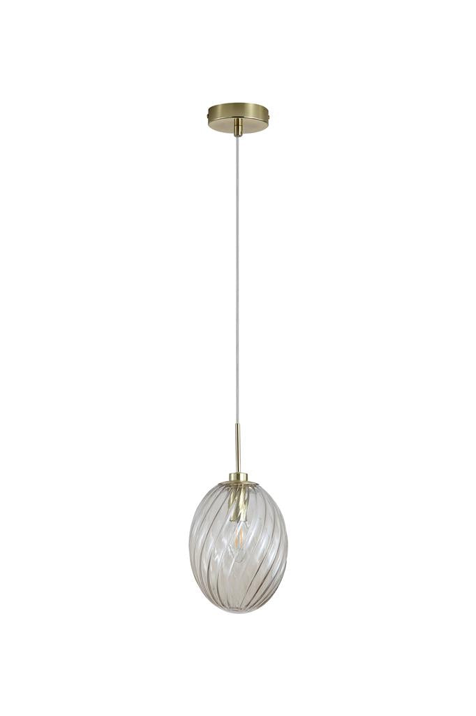 Searchlight 24141CP Whirl 1Lt Pendant, Satin Brass Metal with Champagne Glass