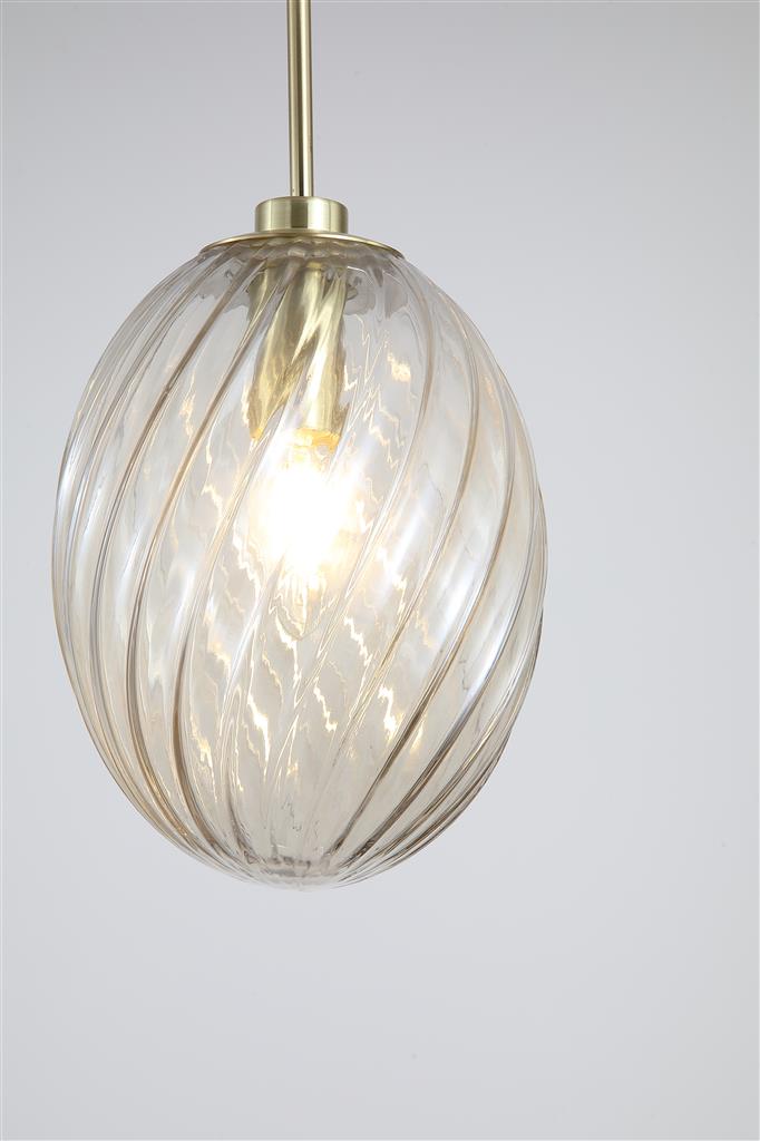 Searchlight 24141CP Whirl 1Lt Pendant, Satin Brass Metal with Champagne Glass