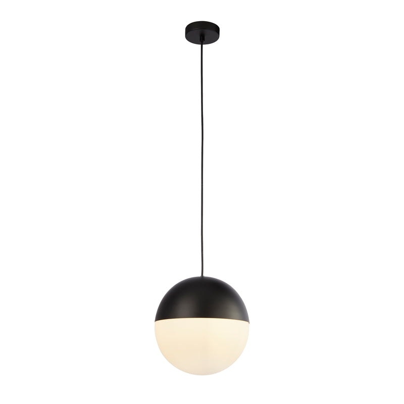 Searchlight  24181BK Endor Pendant  - Black Metal & Opal Glass