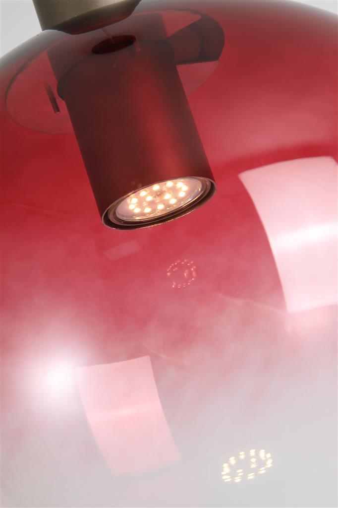 Searchlight 24183-1RE Ombre 1lt Pendant, Red Ombre Glass with Latte Metal