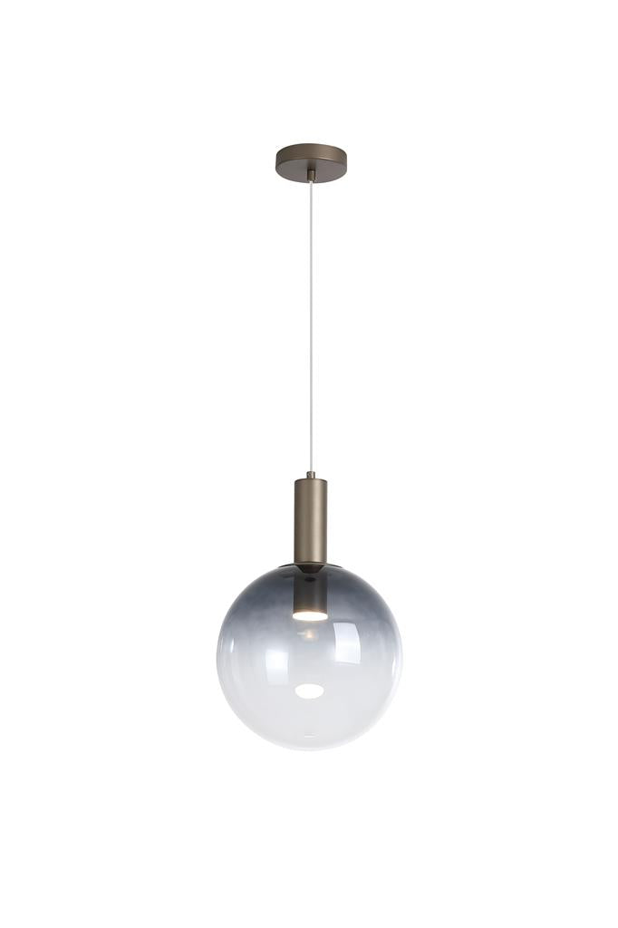 Searchlight  24183-1SM Ombre 1lt Pendant, Smoked Ombre Glass with Latte Metal