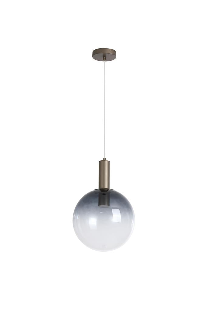 Searchlight  24183-1SM Ombre 1lt Pendant, Smoked Ombre Glass with Latte Metal
