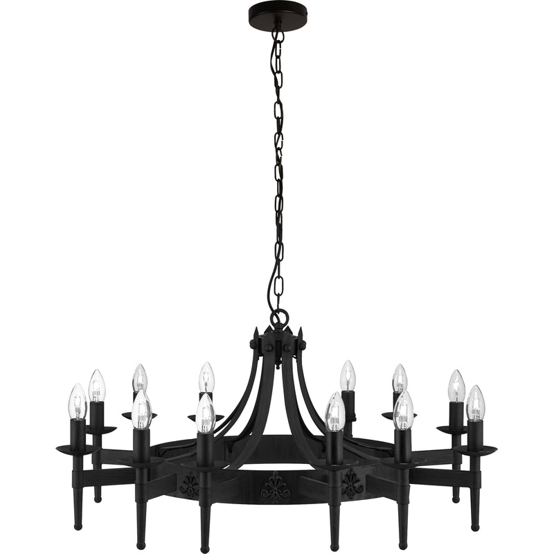 Searchlight  24212-12BK Cartwheel II 12Lt Pendant - Black Wrought Iron