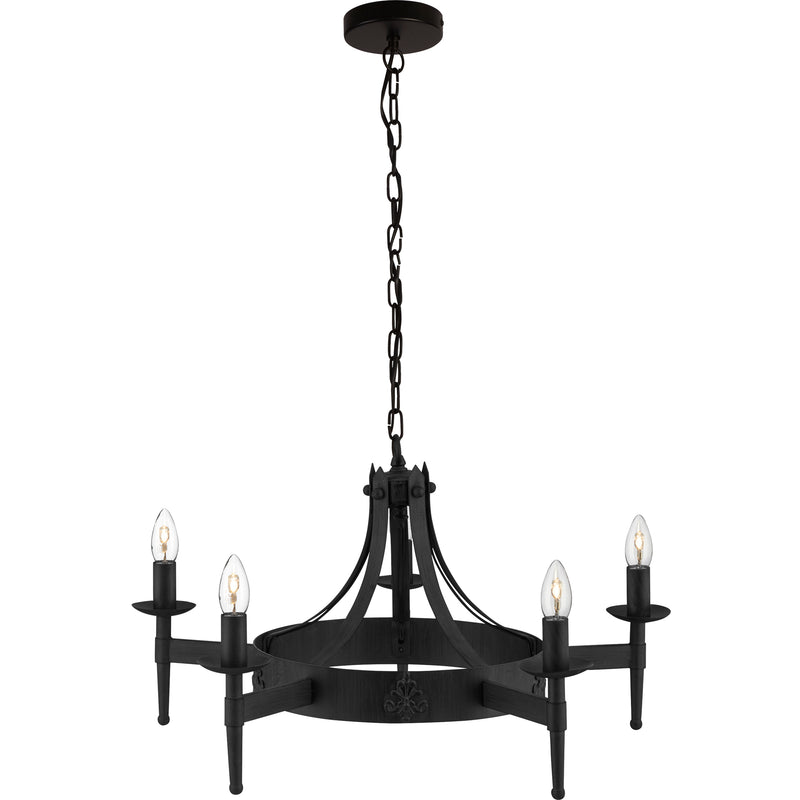 Searchlight  2425-5BK Cartwheel II  5Lt Pendant - Black Wrought Iron