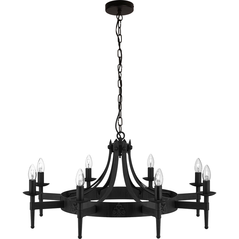 Searchlight  2428-8BK Cartwheel II  8Lt Pendant - Black Wrought Iron