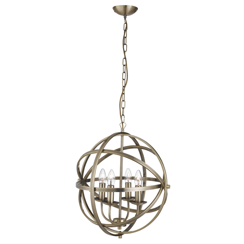 Searchlight  2474-4AB Orbit 4Lt Pendant  - Antique Brass Metal