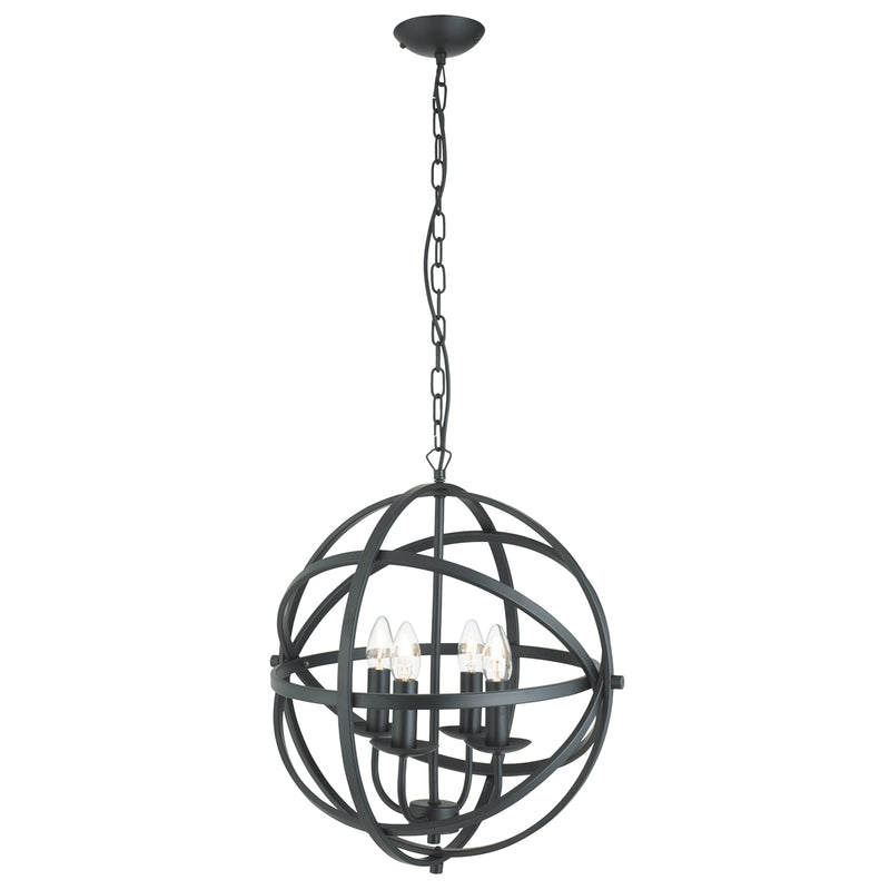 Searchlight  2474-4BK Orbit 4Lt Pendant  - Black Metal