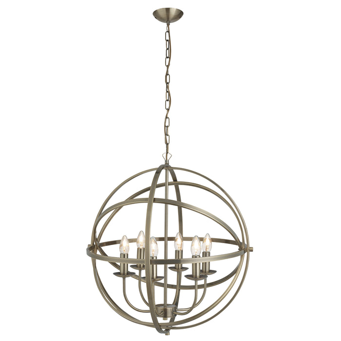 Searchlight  2476-6AB Orbit 6Lt Pendant  - Antique Brass Metal