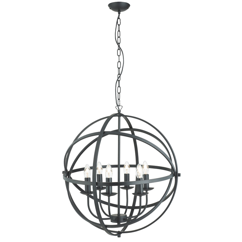 Searchlight  2476-6BK Orbit 6Lt Pendant - Black Metal