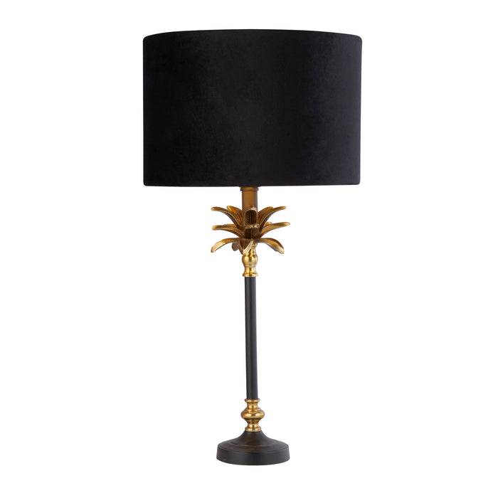 Searchlight  81211BK Palm Table Lamp - Black & Antique Brass Metal,Black Shade