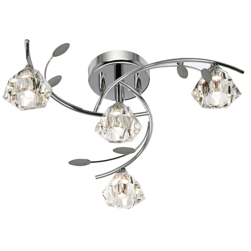 Searchlight  2634-4CC Sierra 4Lt Semi-Flush - Chrome & Clear Glass