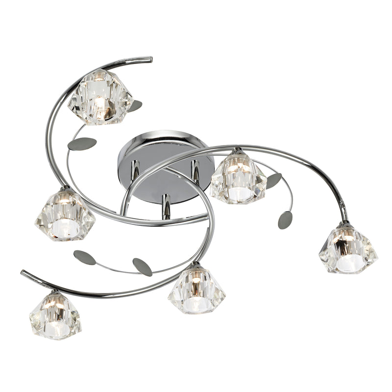 Searchlight  2636-6CC Sierra 6Lt Semi-Flush - Chrome & Clear Glass