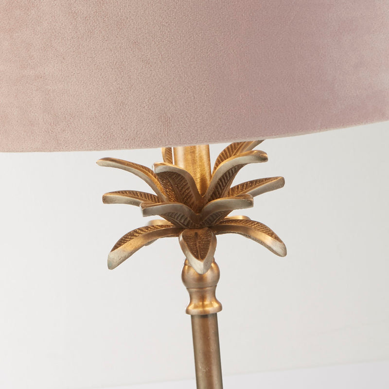 Searchlight  81210PI Palm Table Lamp - Antique Nickel Metal & Pink Velvet Shade