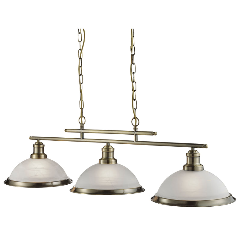 Searchlight  2683-3AB Bistro 3Lt Bar Pendant - Antique Brass Metal & Acid Glass
