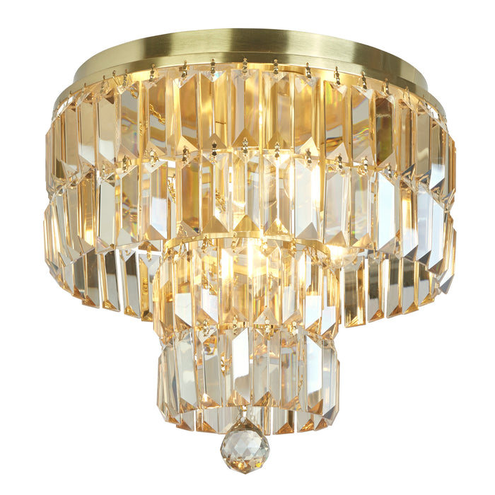 Searchlight  61321-4SB Empire 4Lt Flush - Satin Brass Metal & Champagne Crystal