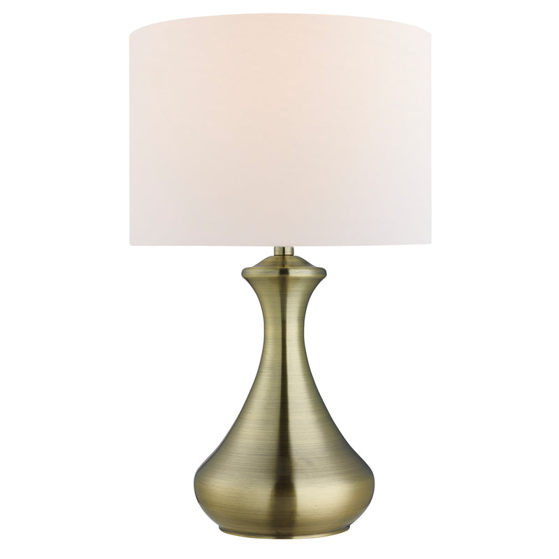 Searchlight  2750AB Touch Table Lamp  - Antique Brass Metal & Ivory Fabric Shade
