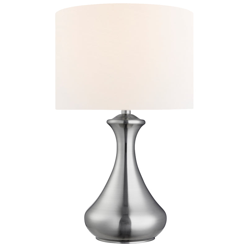 Searchlight  2750SS Touch Table Lamp - Satin Silver Metal & Ivory Fabric Shade