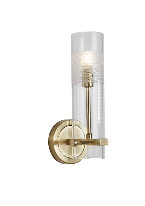 Searchlight 27981SB Scope Bathroom Wall Light - Satin Brass & Clear Etched Glass