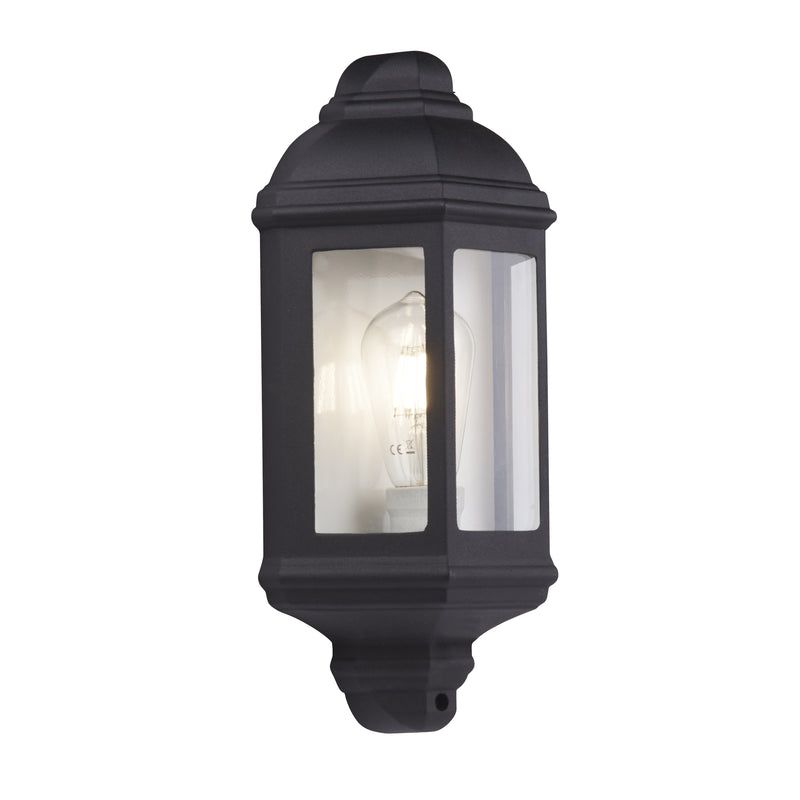 Searchlight  280BK Maine  Outdoor Wall Light - Black Metal & Clear Glass