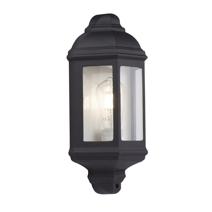 Searchlight 280BK Maine  Outdoor Wall Light - Black Metal & Clear Glass