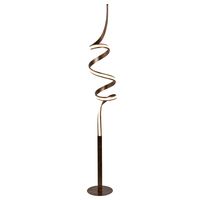 Searchlight 2813RU Ribbon LED Twist Floor Lamp - Rustic Black/Gold Metal & Opal